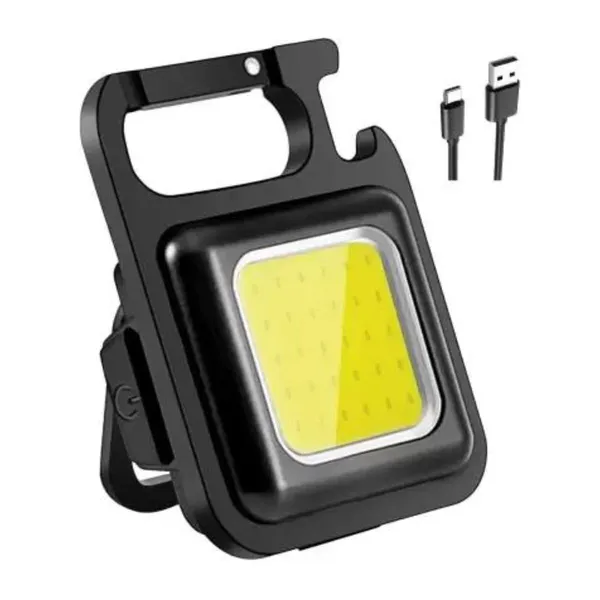 Multifunction_Rechargeable_Keychain_Led_Light_with_Bottle_Opener,_Magnetic_Base_and_Folding_Bracket_Mini_Cob_500_lumens_(Black)