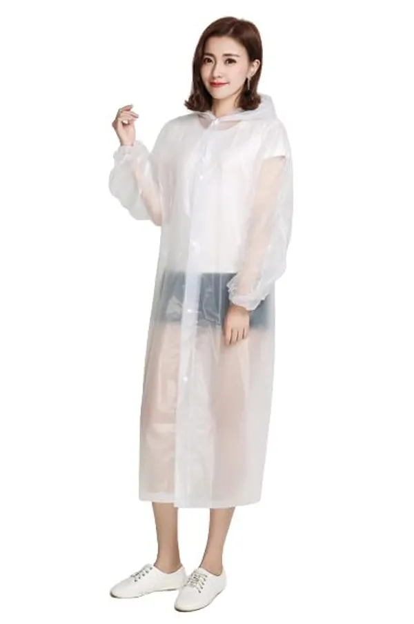 White_Reusable_Rain_Pancho_Traveling,_Washable_Drawstring_Button_Down_Waterproof_Rainwear_Hooded_Coat