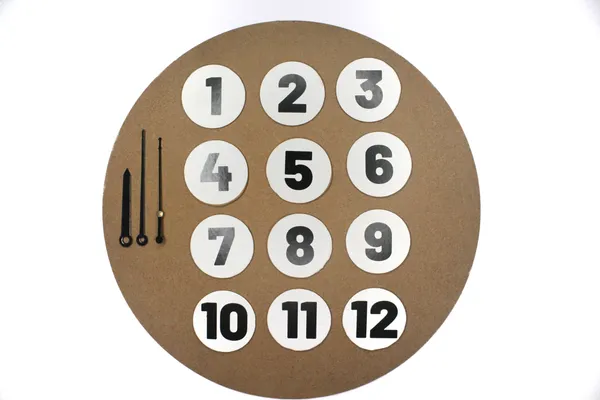 DIY_Clock_Kit_For_Art_And_Craft_Science_Project_Home_Decoration_Clock_Machine,_MDF_Board_Size_30_cm_diameter,__2mm_Thick,_1_clock_machine,_12_board_5_cm_diameter_with_number_stickers._