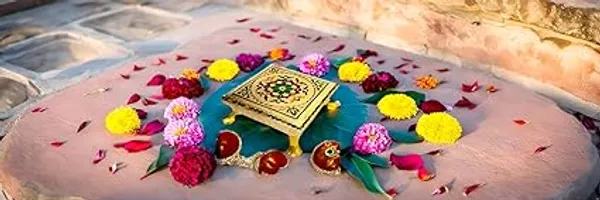 Golden_Jaipuri_Handcrafted_Wooden_Bajot_Chowki_With_Meenakari_Artwork