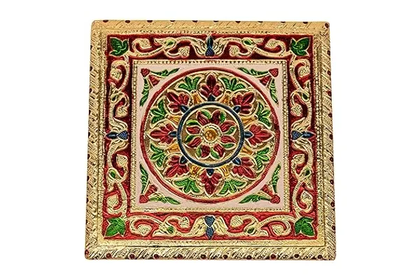 Golden_Jaipuri_Handcrafted_Wooden_Bajot_Chowki_With_Meenakari_Artwork