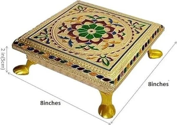 Golden_Jaipuri_Handcrafted_Wooden_Bajot_Chowki_With_Meenakari_Artwork