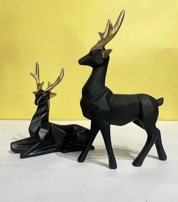 Black_Polyresin_Gold_Plated_Standing_&_Sitting_Deer_Showpieces