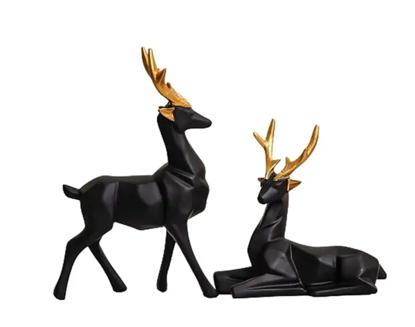 Black_Polyresin_Gold_Plated_Standing_&_Sitting_Deer_Showpieces