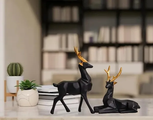 Black_Polyresin_Gold_Plated_Standing_&_Sitting_Deer_Showpieces