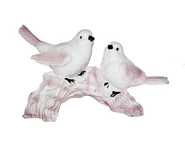White_Polyresin_Love_Birds_Sitting_On_Branch_Statue