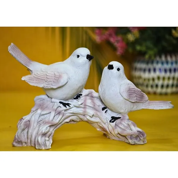 White_Polyresin_Love_Birds_Sitting_On_Branch_Statue
