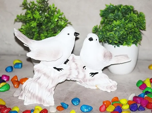 White_Polyresin_Love_Birds_Sitting_On_Branch_Statue