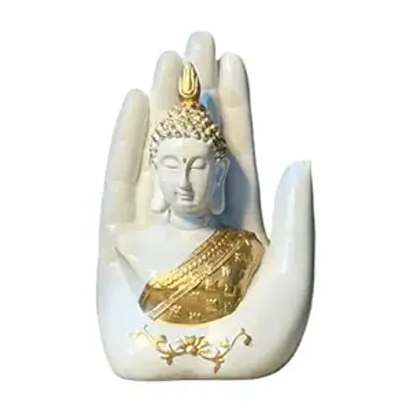 White_Handcrafted_Polyresin_Palm_Buddha_Showpiece_For_Decor