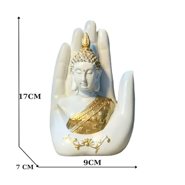 White_Handcrafted_Polyresin_Palm_Buddha_Showpiece_For_Decor