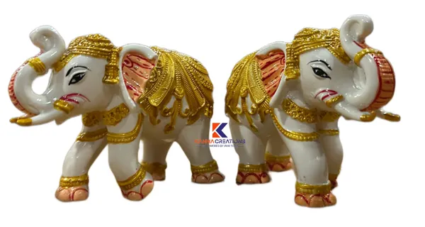 White_&_Gold_Elegant_Elephant_Figurines_(Set_Of_2)