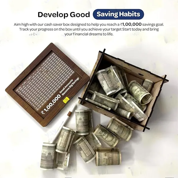 Brown_Smart_Savings_Box_|_₹1,00,000_Challenge_Piggy_Bank