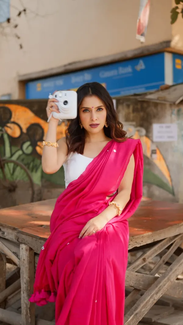 Rani_Pink_Premium_Khadi_Cotton_Solid_Saree_For_Women