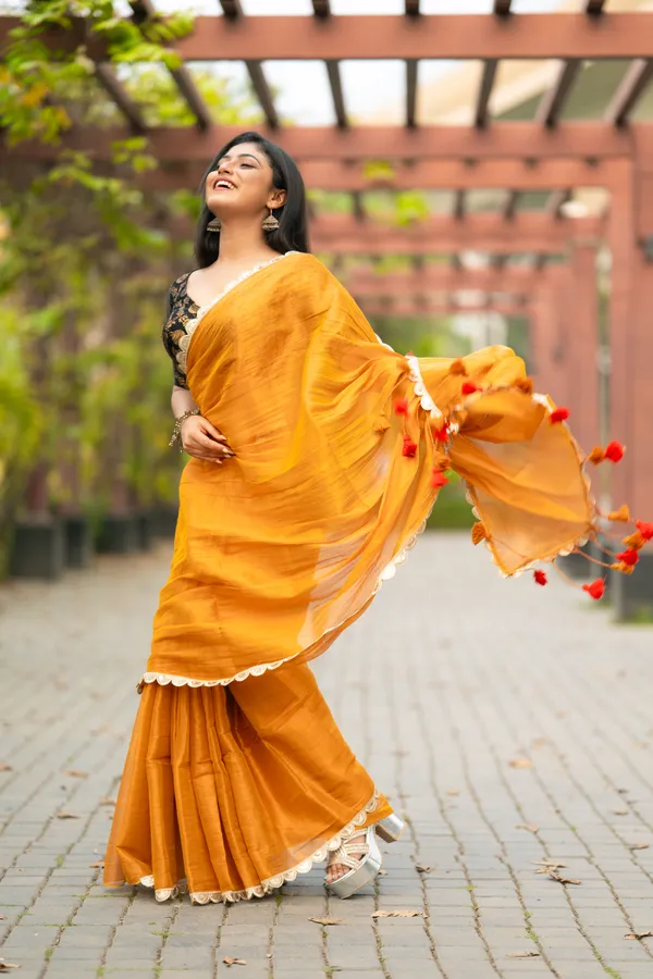 Orange_Golden_Raga_tissue_With__Lace_Border_Saree_For_Women_&_Girls