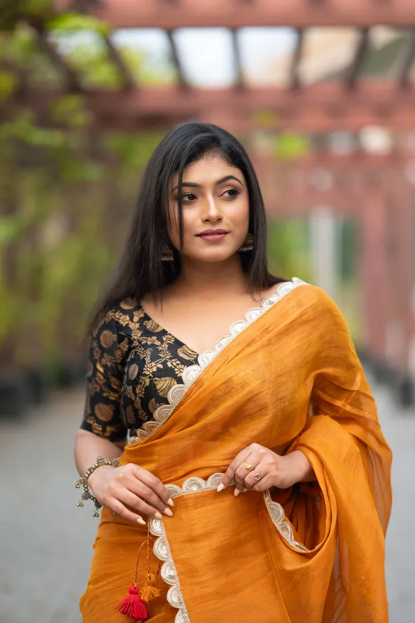 Orange_Golden_Raga_tissue_With__Lace_Border_Saree_For_Women_&_Girls