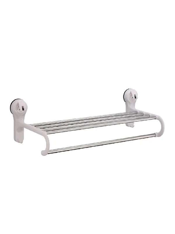 White_ABS_Stainless_Steel_Towel_Holder_Set