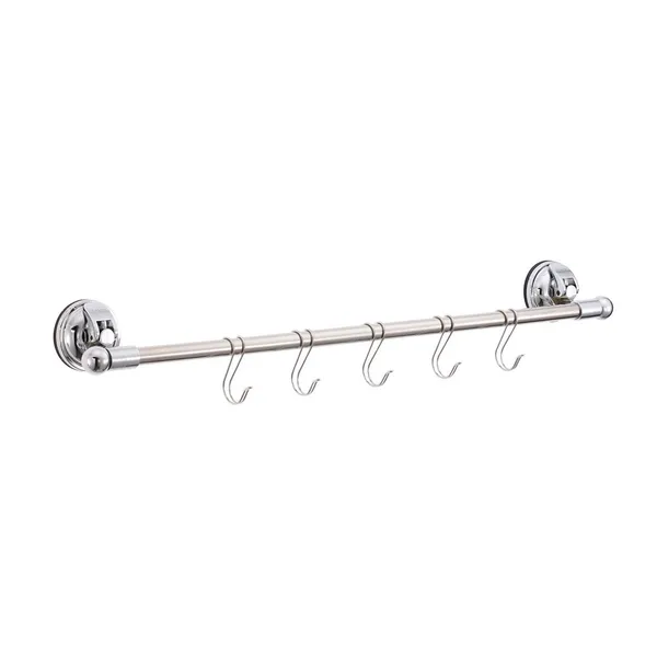 Silver_ABS_Stainless_Steel_No_Drill_Stainless_Steel_Towel_Bar_Rack_With_5_Hooks_For_Kitchen_Utensils
