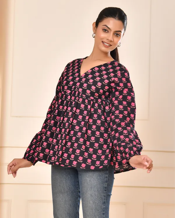 Floral_Print_V-Neck_Cotton_Top