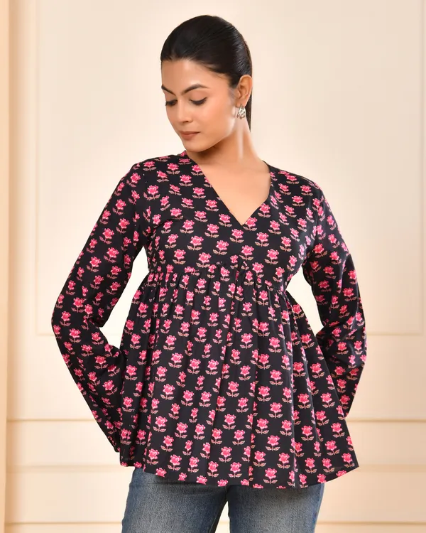 Floral_Print_V-Neck_Cotton_Top