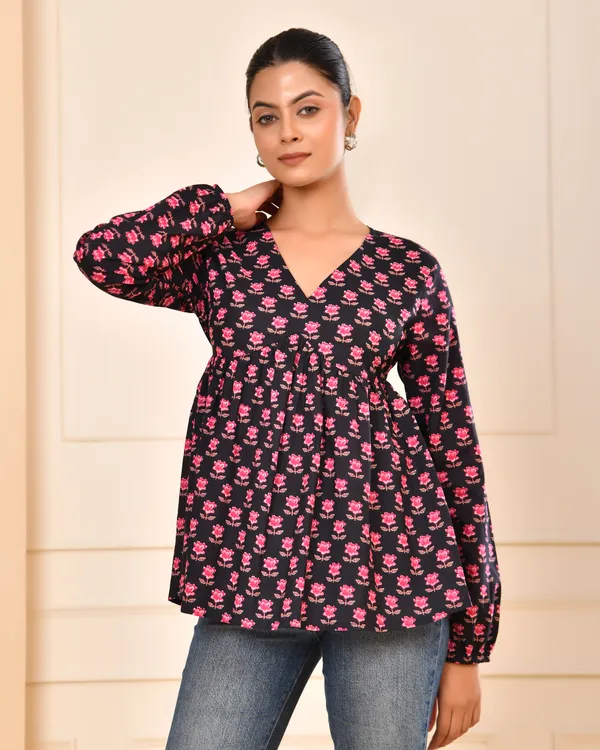 Floral_Print_V-Neck_Cotton_Top