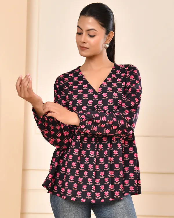 Floral_Print_V-Neck_Cotton_Top