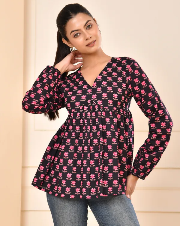 Floral_Print_V-Neck_Cotton_Top