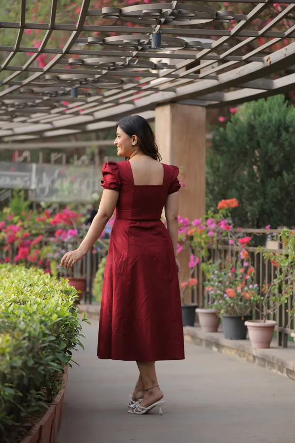 Maroon_V-Neck_Dress