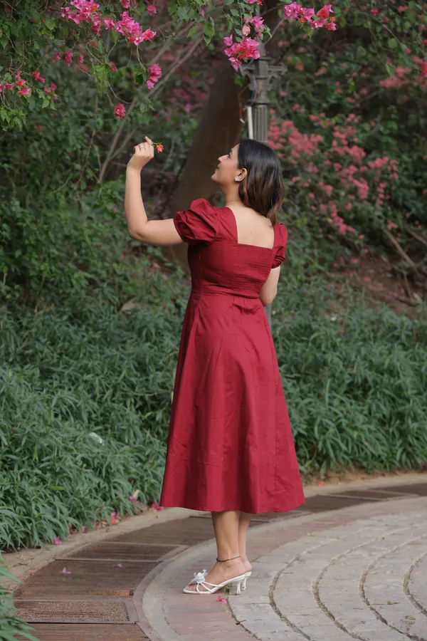 Maroon_V-Neck_Dress