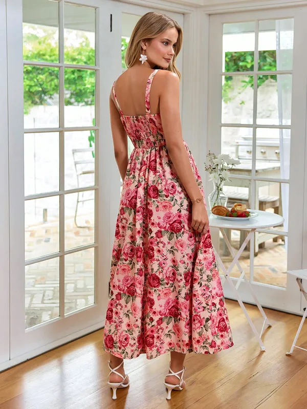 Pink_Floral_Sweetheart_Neck_Dress