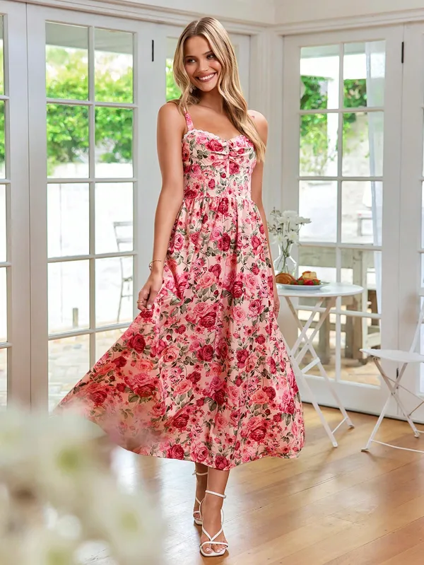 Pink_Floral_Sweetheart_Neck_Dress