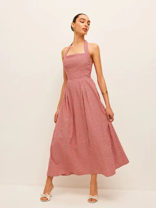 Red_Gingham_Halter_Neck_Midi_Dress