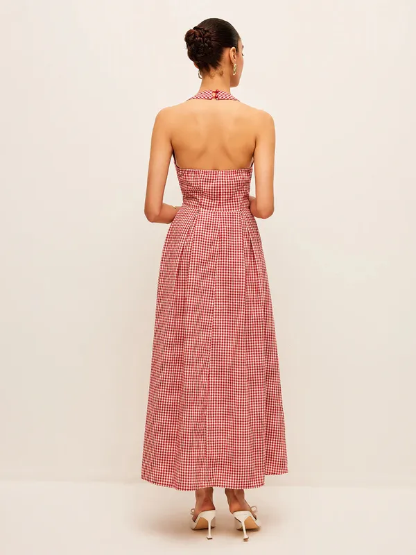 Red_Gingham_Halter_Neck_Midi_Dress
