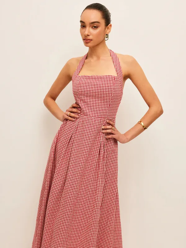 Red_Gingham_Halter_Neck_Midi_Dress