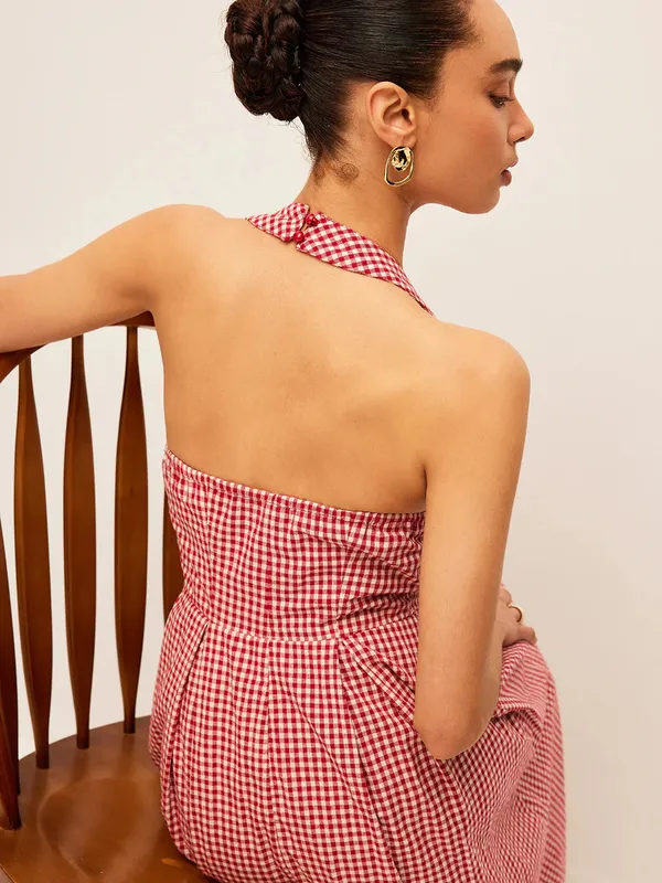 Red_Gingham_Halter_Neck_Midi_Dress