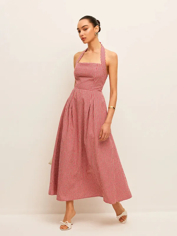 Red_Gingham_Halter_Neck_Midi_Dress