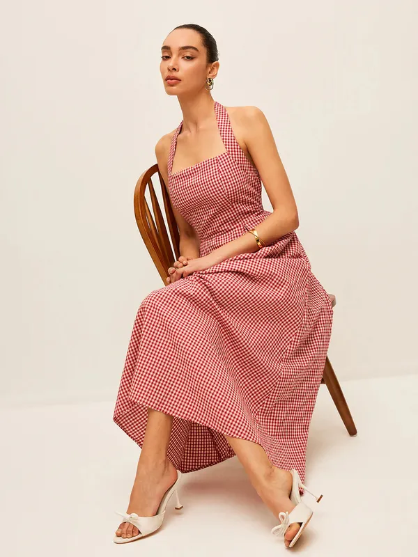 Red_Gingham_Halter_Neck_Midi_Dress