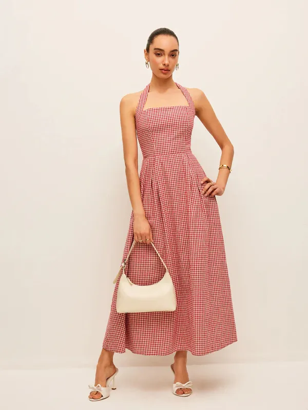 Red_Gingham_Halter_Neck_Midi_Dress