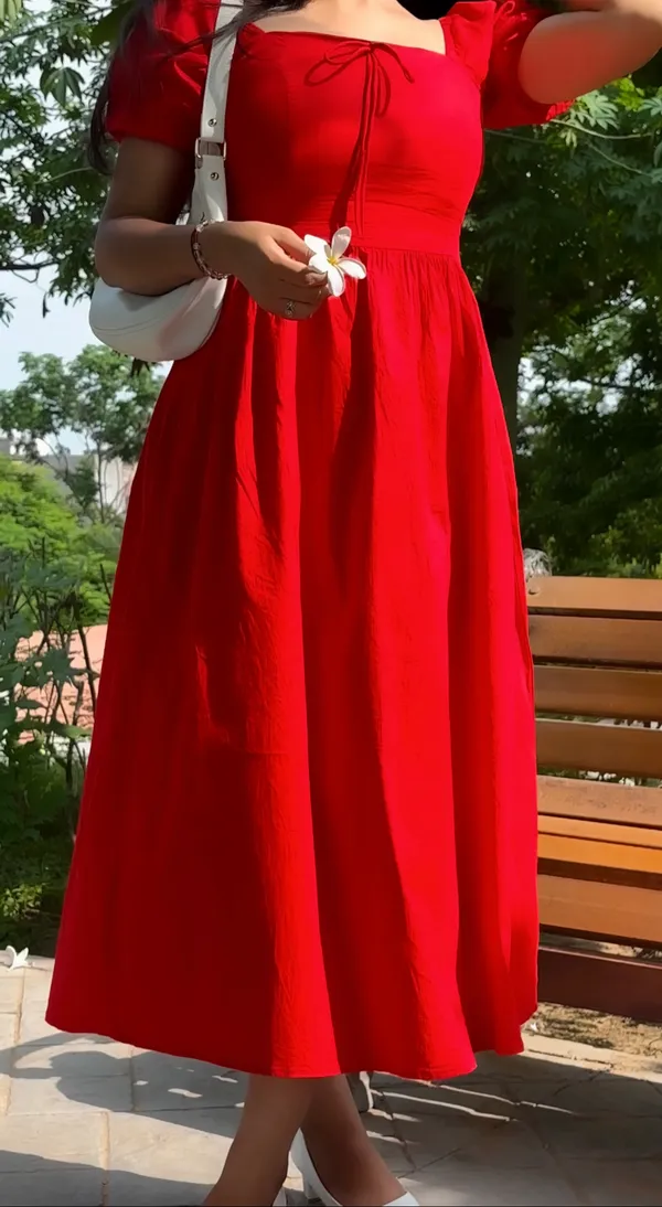 Tie-Up_Fit_&_Flare_Midi_Dress_with_Puff_Sleeves