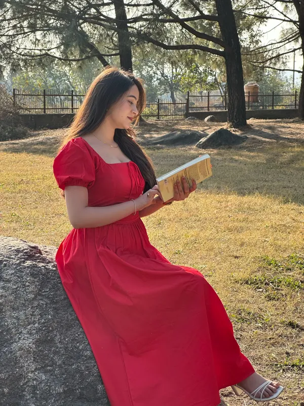 Red_Tie-Up_Fit_&_Flare_Puff_Sleeves_Dress