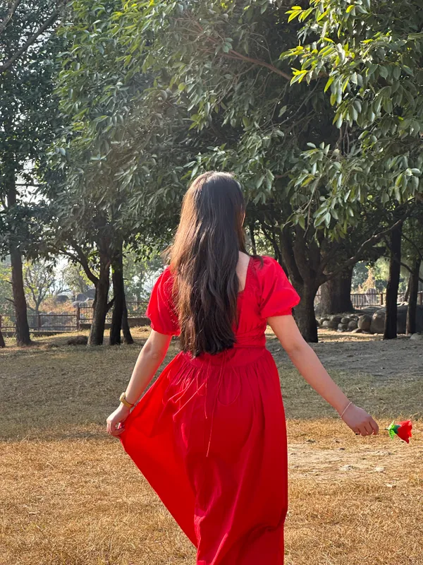 Red_Tie-Up_Fit_&_Flare_Puff_Sleeves_Dress