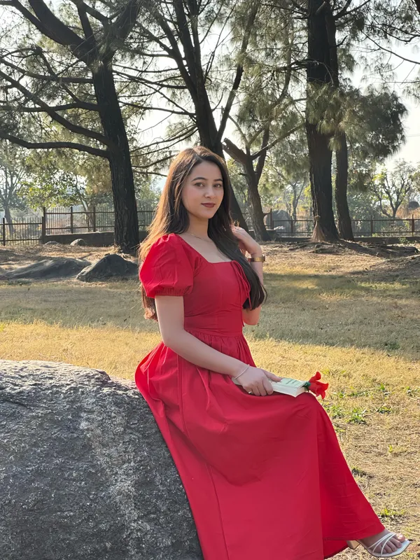 Red_Tie-Up_Fit_&_Flare_Puff_Sleeves_Dress