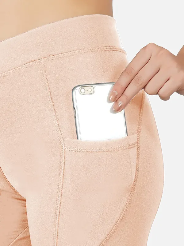 Nude_Women_Sports_Leggings/Joggers_Ankle_Length_With_2_Side_Pockets_4_Way_Stretchable_Tights_High_Waist_Yoga_Pants_Nude