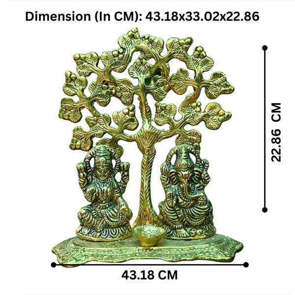 Golden_Metal_Laxmi,_Ganesh_With_Leaves_Tree_And_Diya_Design_For_Office_Temple_&_Home_Decoration