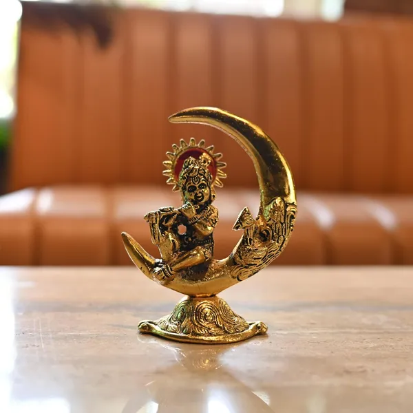 Golden_Metal_Gopal_Seation_On_Moon_For_Home_Temple_Decoration