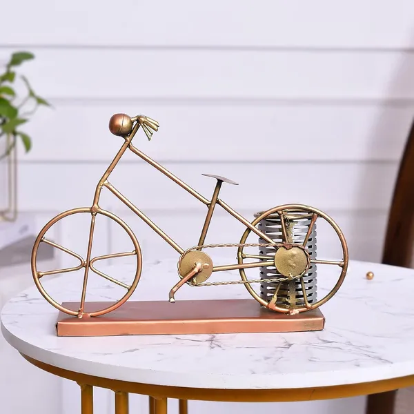 Gold_Metal_Antique_Golden_Cycle_Pen_Holders/Pen_Stand_For_Office_Desk//Study_Table//Gifting