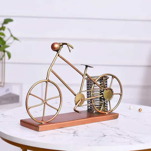 Gold_Metal_Antique_Golden_Cycle_Pen_Holders/Pen_Stand_For_Office_Desk//Study_Table//Gifting