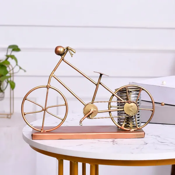 Gold_Metal_Antique_Golden_Cycle_Pen_Holders/Pen_Stand_For_Office_Desk//Study_Table//Gifting