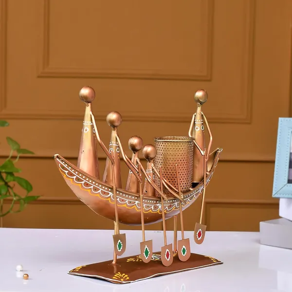 Brown_Metal_Antique_Boat_Pen_Holder/Pen_Stand_For_Office_Desk//Study_Table//Gifting