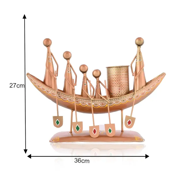 Brown_Metal_Antique_Boat_Pen_Holder/Pen_Stand_For_Office_Desk//Study_Table//Gifting