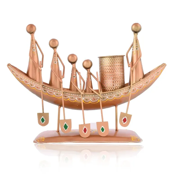 Brown_Metal_Antique_Boat_Pen_Holder/Pen_Stand_For_Office_Desk//Study_Table//Gifting